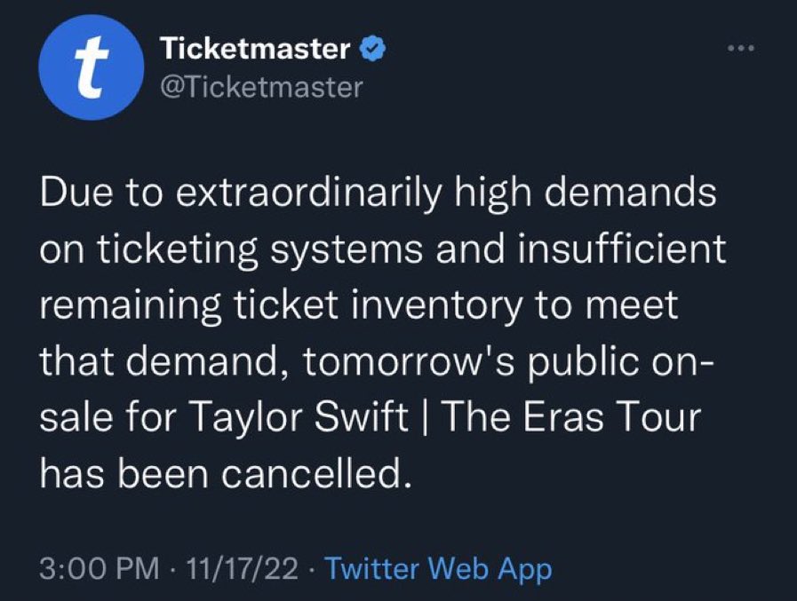 Ticketmaster taking the L, but also hoping people forget about this quickly.