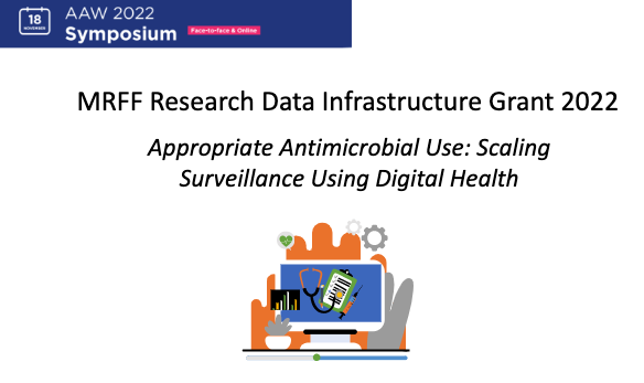 Our director, Prof. Kas Thursky, opened with a round-up of our latest work &amp; shared our vision for a new project, in which we will build on existing Australian data infrastructure &amp; apply 'learning health system' principles to AMS through emergent digital health methodologies.