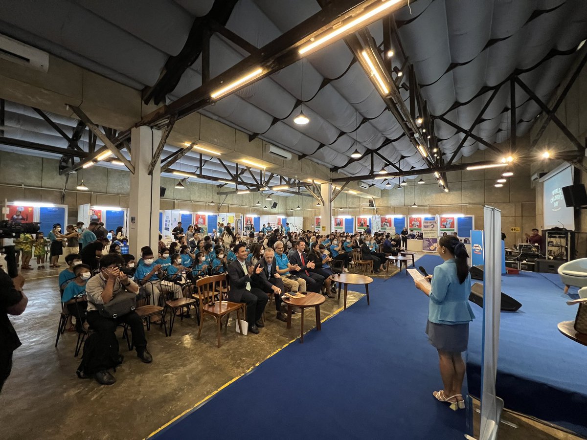 UNICEFCambodia's tweet photo. HAPPENING NOW! We're celebrating #WorldChildrensDay a the Factory Phnom Penh where children and young people are taking over and making their voices heard. Our #GenerationFuture2022 mentees are sharing their innovative ideas and solutions to build a better Cambodia! https://t.co/XfoLEdQQZj