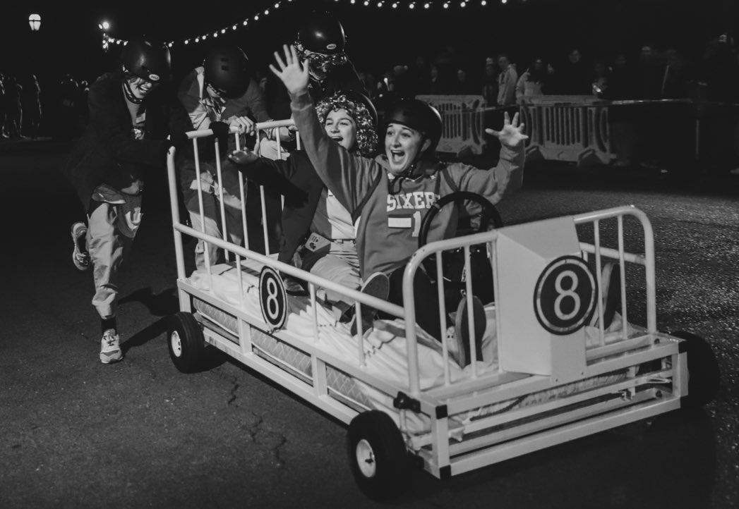 LehighAlumni's tweet photo. On Your Mark. Get Set. BED RACE: While it may look different than what some alums remember from decades ago, the desire to drag race beds across campus is still in fifth gear. 

That speed and spirit is captured in these images. 🤎

#Rivalry158 
#LeLaf https://t.co/zw4vSHsmfD