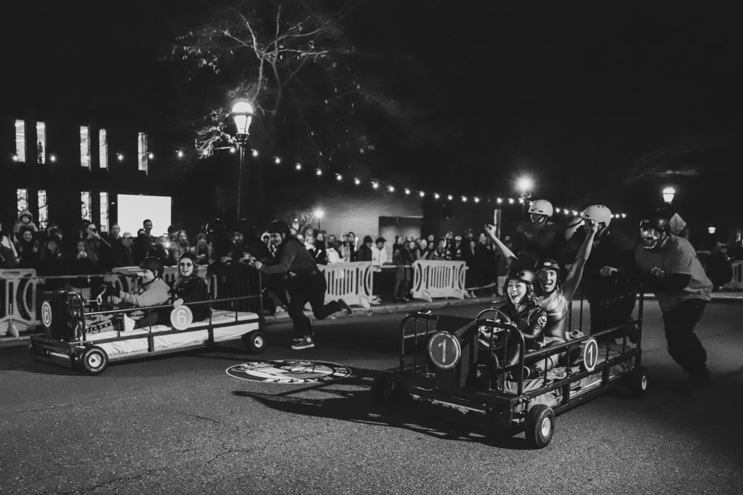 LehighAlumni's tweet photo. On Your Mark. Get Set. BED RACE: While it may look different than what some alums remember from decades ago, the desire to drag race beds across campus is still in fifth gear. 

That speed and spirit is captured in these images. 🤎

#Rivalry158 
#LeLaf https://t.co/zw4vSHsmfD