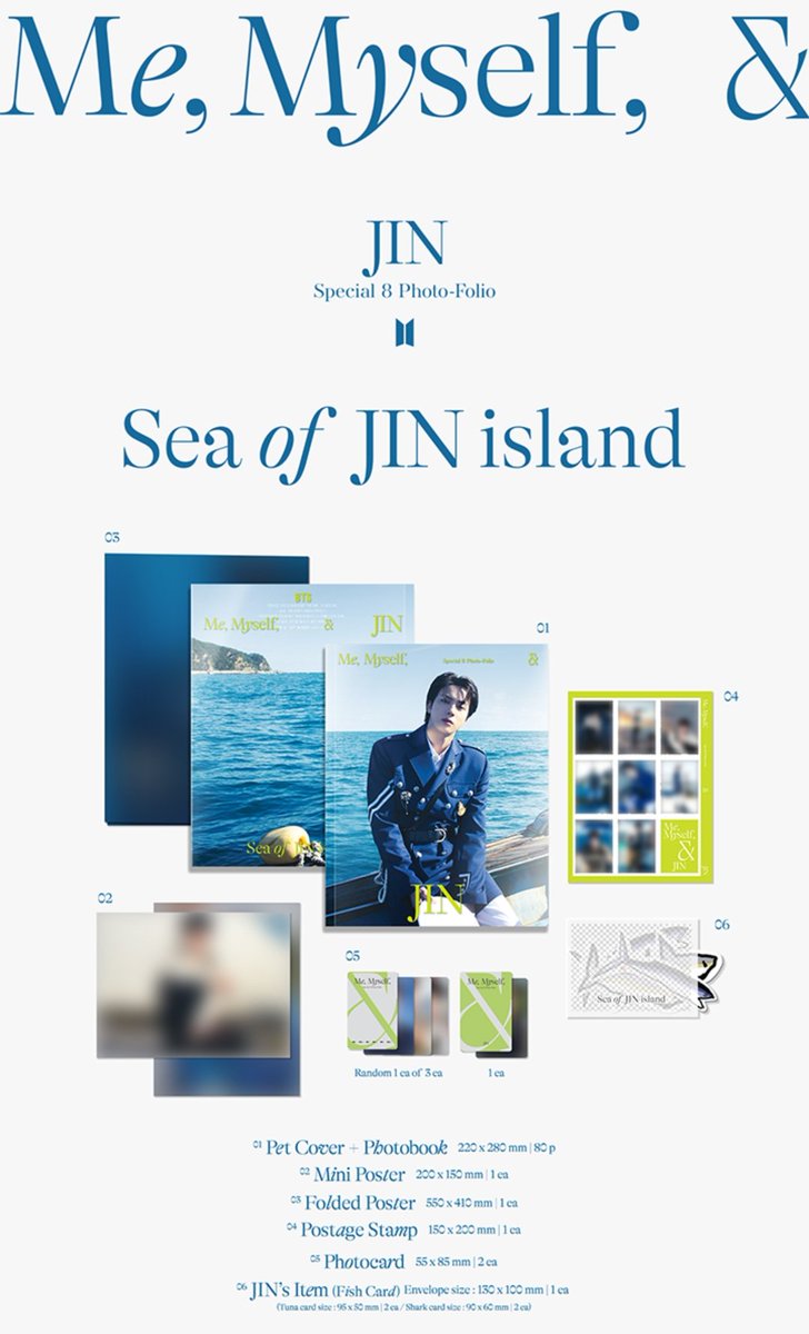 MX GO 🇲🇽

✨ ME, MYSELF &amp; - Jin Special 8 Photo-folio ✨

🐟 Sea of JIN Island

💚 WEVERSE

💵 $650 + EMS

📅 Cierre de pedido: 30 de Noviembre

🔹 Puedes apartar con la mitad y liquidar en 15 días

Si tienes alguna duda puedes enviar DM 🤍