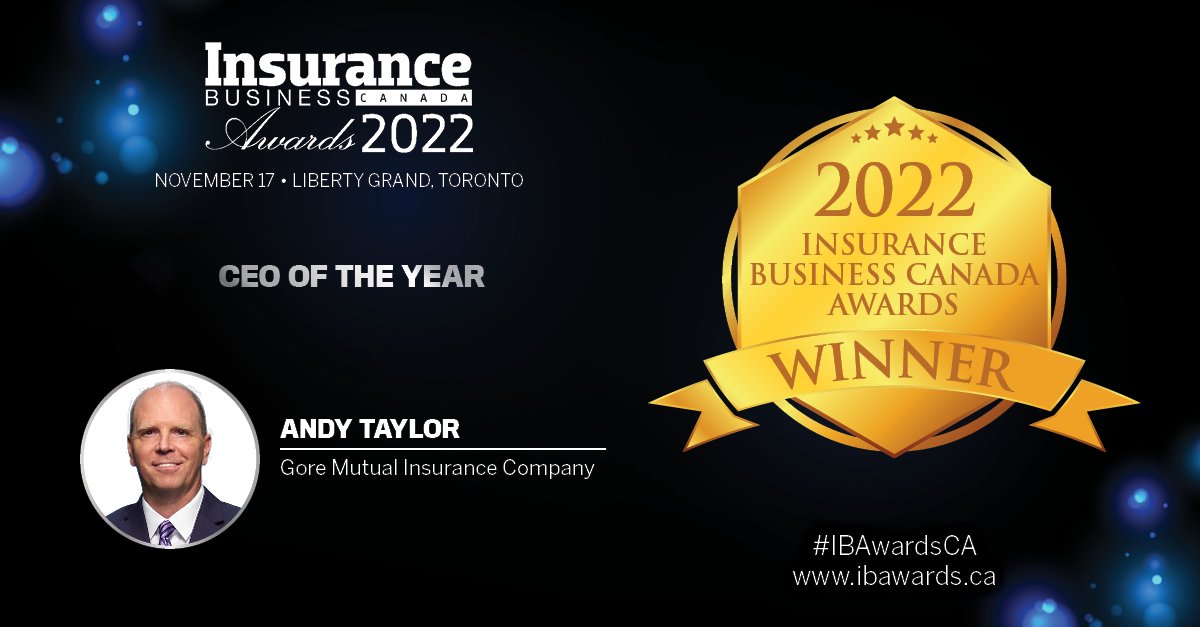 InsuranceBizCA's tweet photo. Andy Taylor of Gore Mutual Insurance Company is the CEO of the Year at the 2022 Insurance Business Canada Awards! Congratulations! #IBAwardsCA

https://t.co/SXGR2vntF9 https://t.co/9ayYabSikd