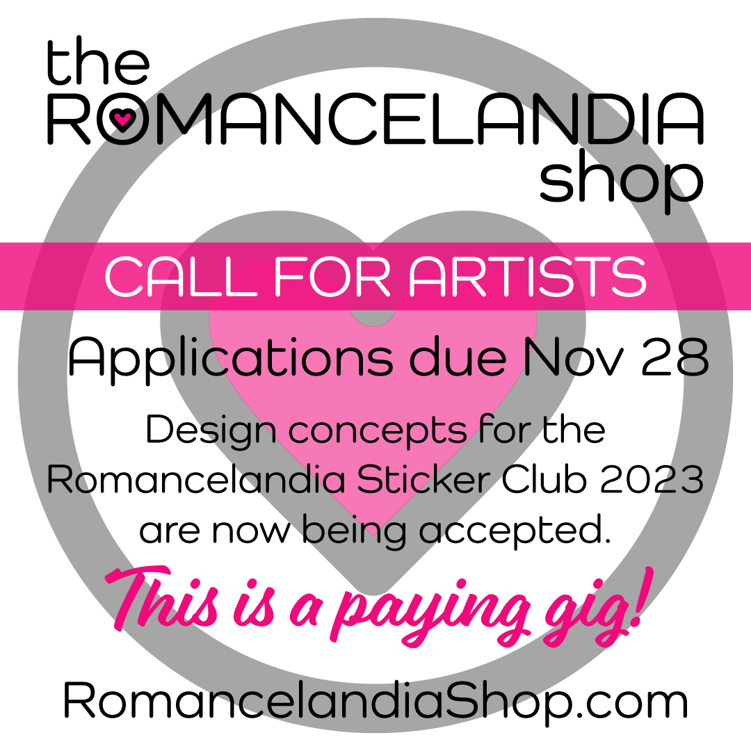rom_shop's tweet photo. Attn: Artists! Now accepting design concepts for the Romancelandia Sticker Club 2023 through Nov 28.

See this form for all the details: https://t.co/lvHgMh5XGX

Yes, this is a ✨paying gig!✨

#RomStickerClub

(See thread for details...) https://t.co/9NnCszMCHy