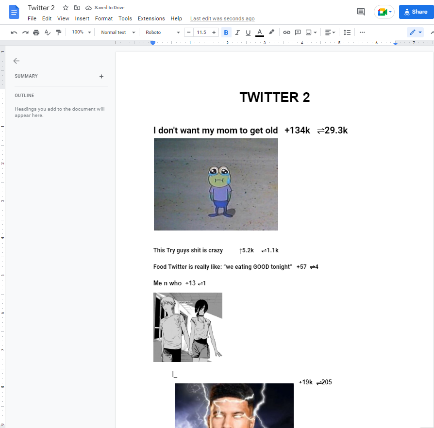 In light of twitter imploding I've decided to move to a shared google doc that I made just now