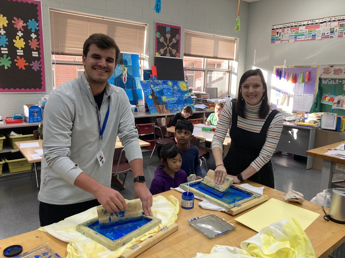 Look who joined us this morning with screen printing in art club!