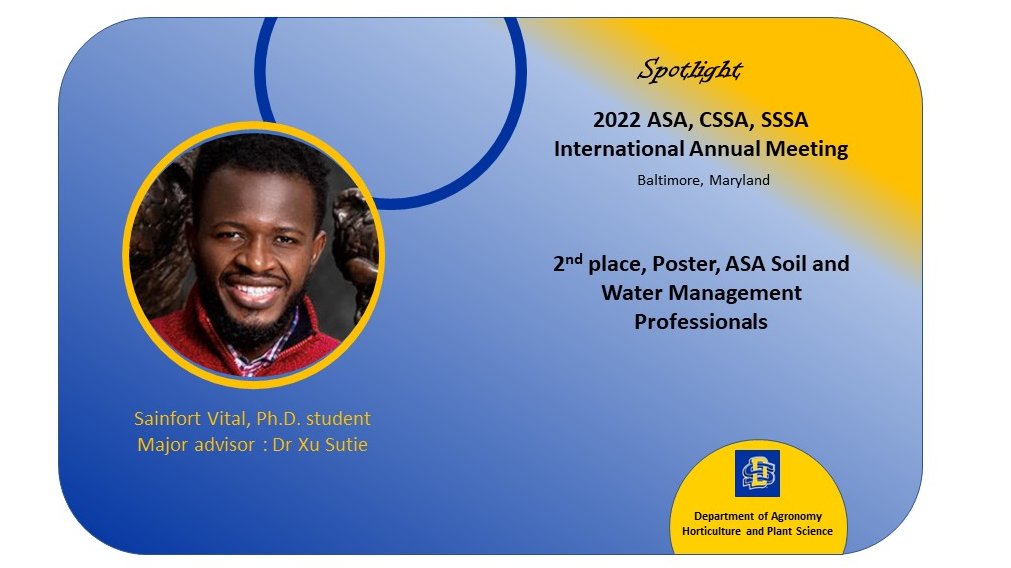 AHPSGradProgram's tweet photo. AHPS Graduate students keep shining!👏
The future is bright👍 @ASA_CSSA_SSSA  @SDState @SDStateCAFES https://t.co/dgY193PbID