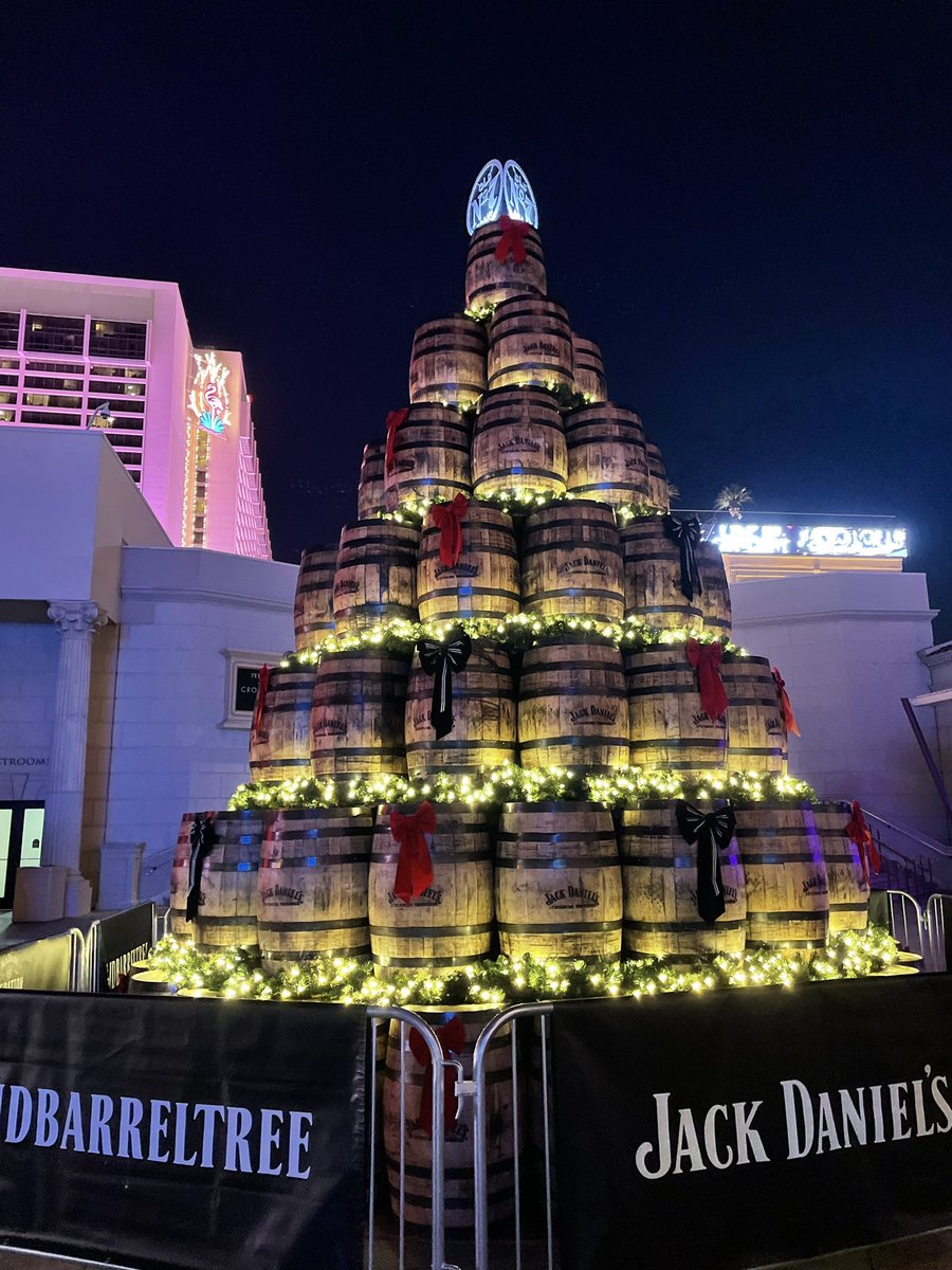LAndrewsPatt's tweet photo. @JackDaniels_US Tower of barrels to benefit junior-enlisted service members and their families get home from their military bases to their families across the country. Buy a barrel, #Vegas! Love, a #Tennessee girl. https://t.co/oqPMEBiybe