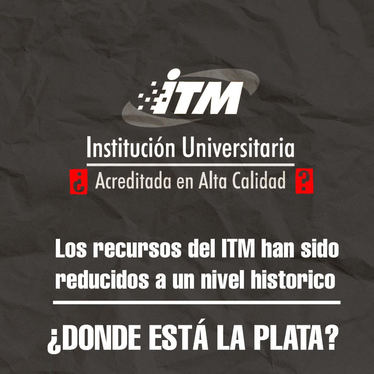 XoniiaMartinez's tweet photo. #SOSITM el alcalde de Medellín @QuinteroCalle disminuyó el presupuesto a la mejor Institución Universitaria de la ciudad, lo que la dejará desfinanciada para el próximo año y NO DA LA CARA a los estudiantes, ¡Cobarde!
#QuinteroNoDesfinancieElITM #RIPTwitter https://t.co/bP1l0DEK2c