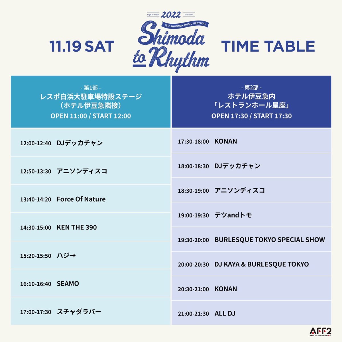 【明日11/19(土)ハジ→出演🌊】

High in Japan presents
IZU SHIMODA MUSIC FESTIVAL
“Shimoda to Rhythm”

📍静岡/レスポ白浜大駐車場特設ステージ
⏰開場11:00・開演12:00
※ハジ→ライブは第1部 15:20〜🎤
※ハジ→グッズ物販はありません
￼
チケットやその他詳細🔽
high-in-japan-fes.jp/shimodatorhyth…
