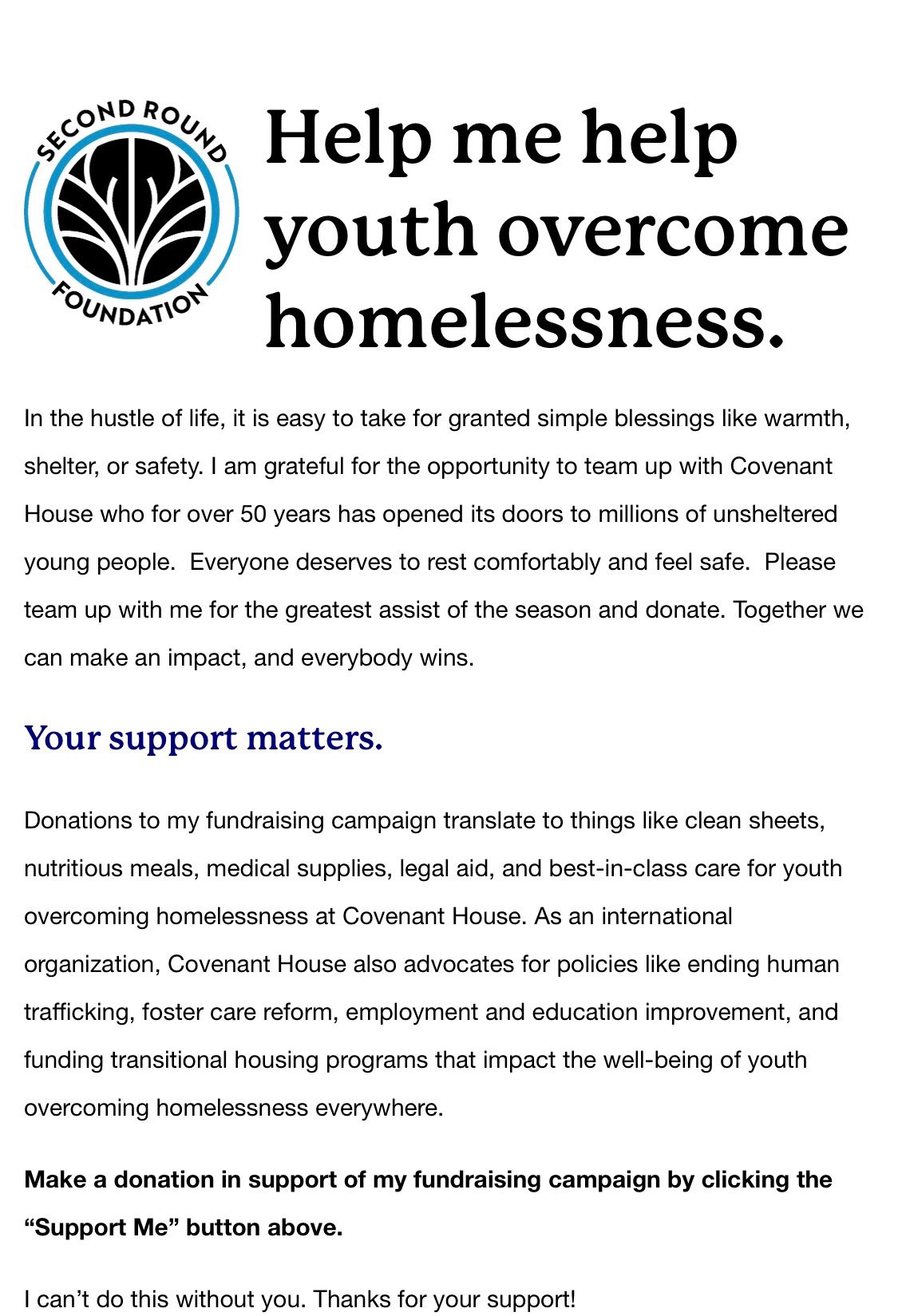 Jalen Brunson on Twitter: "Please join me and the @CovenantHouse and