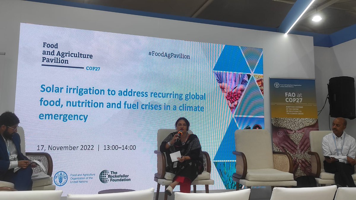 FAONepal's tweet photo. Ms. Sabnam Shivakoti, Joint Secretary of @Hello_MOALD put her remarks on essence of #solarirrigation to address #recuring #global #food, #nutrition and #fuelcrisis in a #ClimateEmergency
#Cop27
#FoodAgPavillion
#FAO @kenshimizu_fao https://t.co/wHza9fOBHi