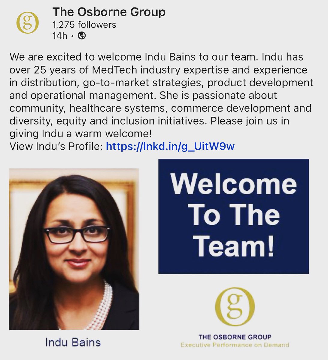 Time for the next adventure! Delighted to join a multi-talented roster of executive with #TheOsborneGroup as their newest Principal. 

#interimmanagement #leadership #businessconsultant #projectmanagement #executive #csuite