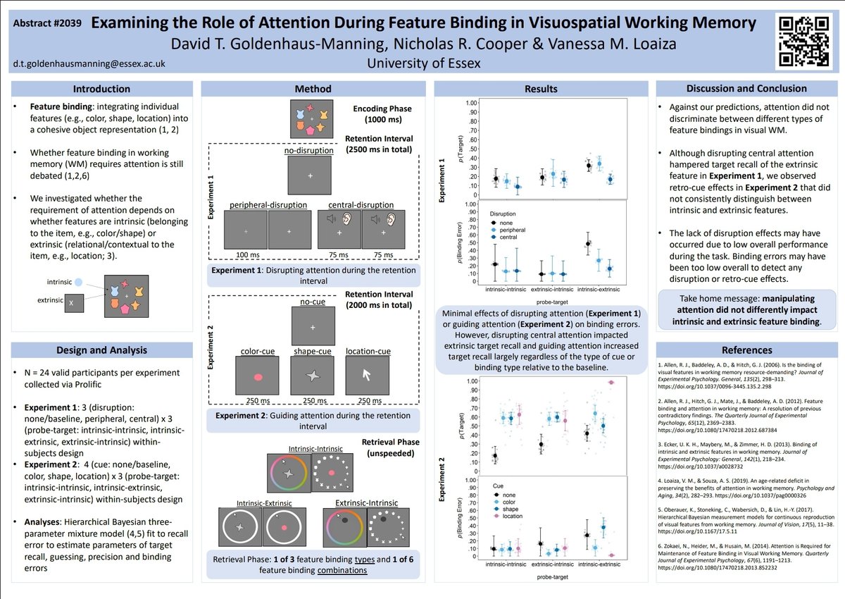 DTGM01's tweet photo. Interested in feature binding and attention? Check out our poster (#2039) tomorrow at @Psychonomic_Soc. Across two experiments, we examined the role of attention during feature binding 🔍. https://t.co/QDcifDGQN4