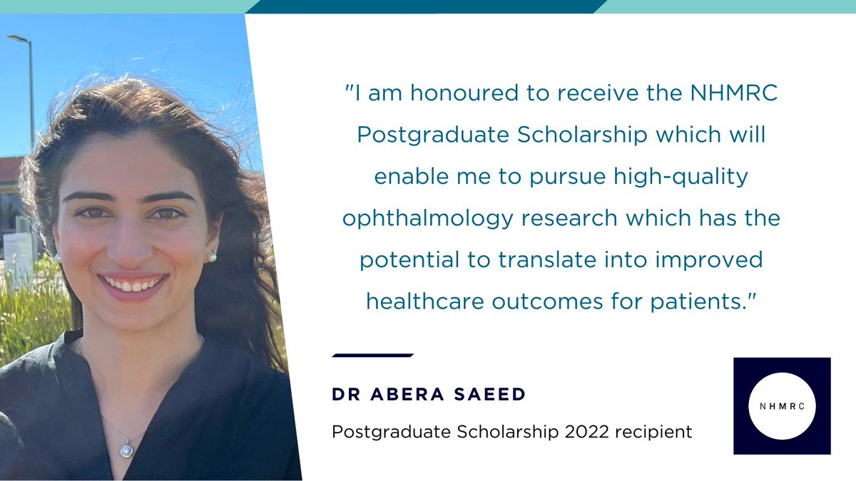 Dr Abera Saeed from @EyeResearchAus is among 62 outstanding graduates who have received #NHMRC Postgraduate Scholarships starting in 2023. Congratulations, Dr Saeed! Find out more 👉 nhmrc.gov.au/about-us/news-…