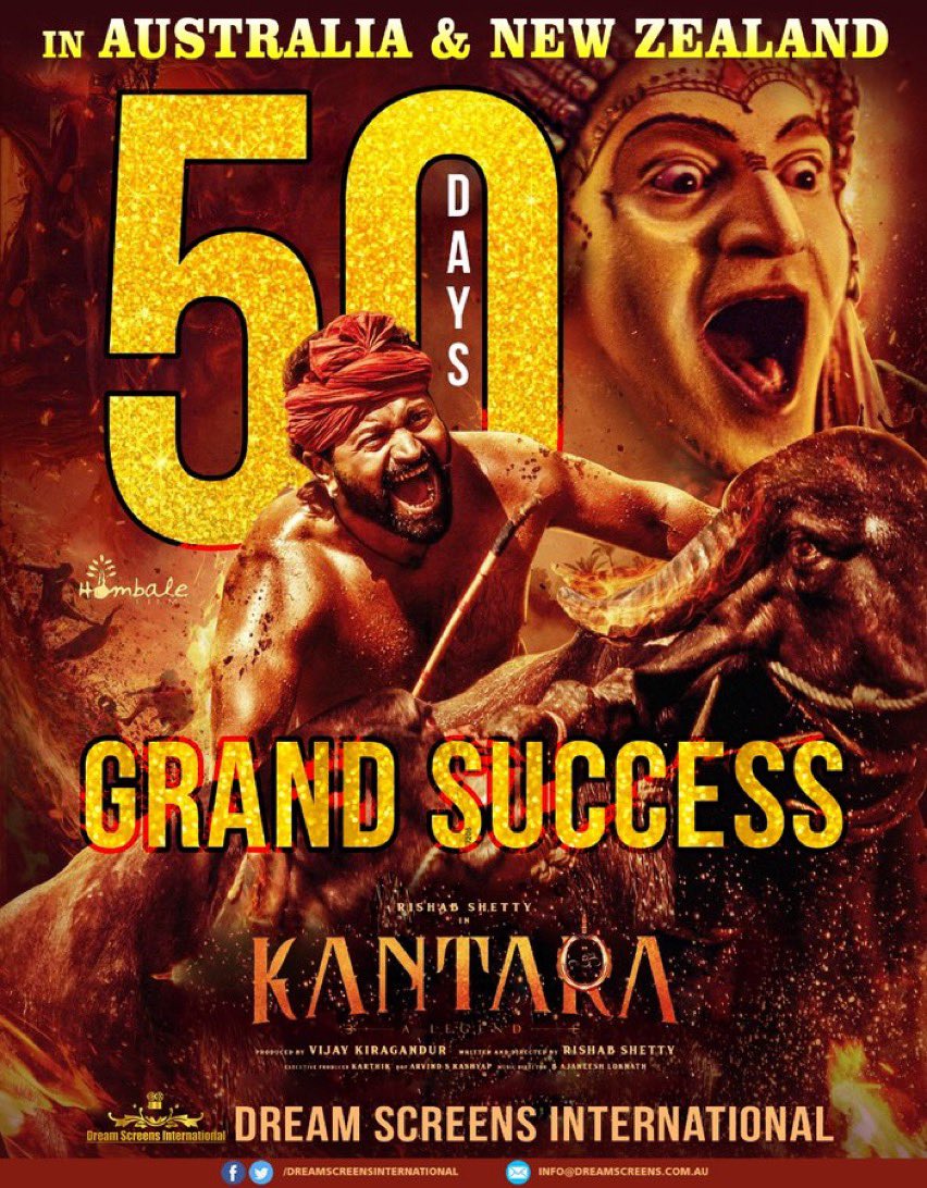 I watched 6 times in theatre,#Kantara will be the first ever Kannada movie (Tamil version )to complete 50days in Singapore 
#DivineBlockbusterKantara ❤️ 
@shetty_rishab @gowda_sapthami @hombalefilms