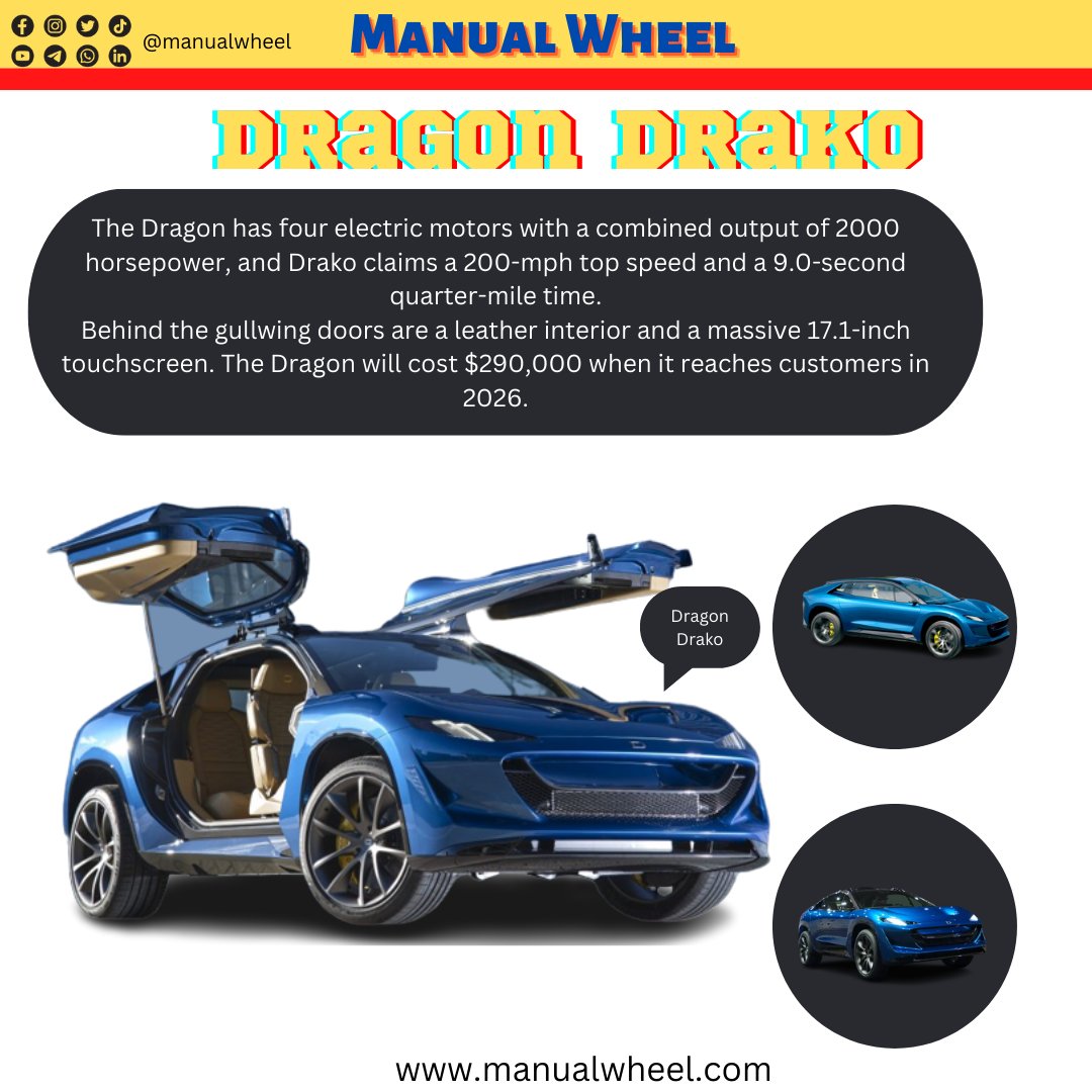 ManualWheel's tweet image. Dragon Drako 2026
.
.
.
.
.
.#manualwheel #2026cars #DragonDrake #DrakeDragon #cars #carsdaily #carsofinstagram #carswithoutlimits #electriccars #electricvehicle #electriccarsarethefuture #usacars #germancars #ukcars #indaincars #likeforlikes #NewsUpdate #comments #LikeShare