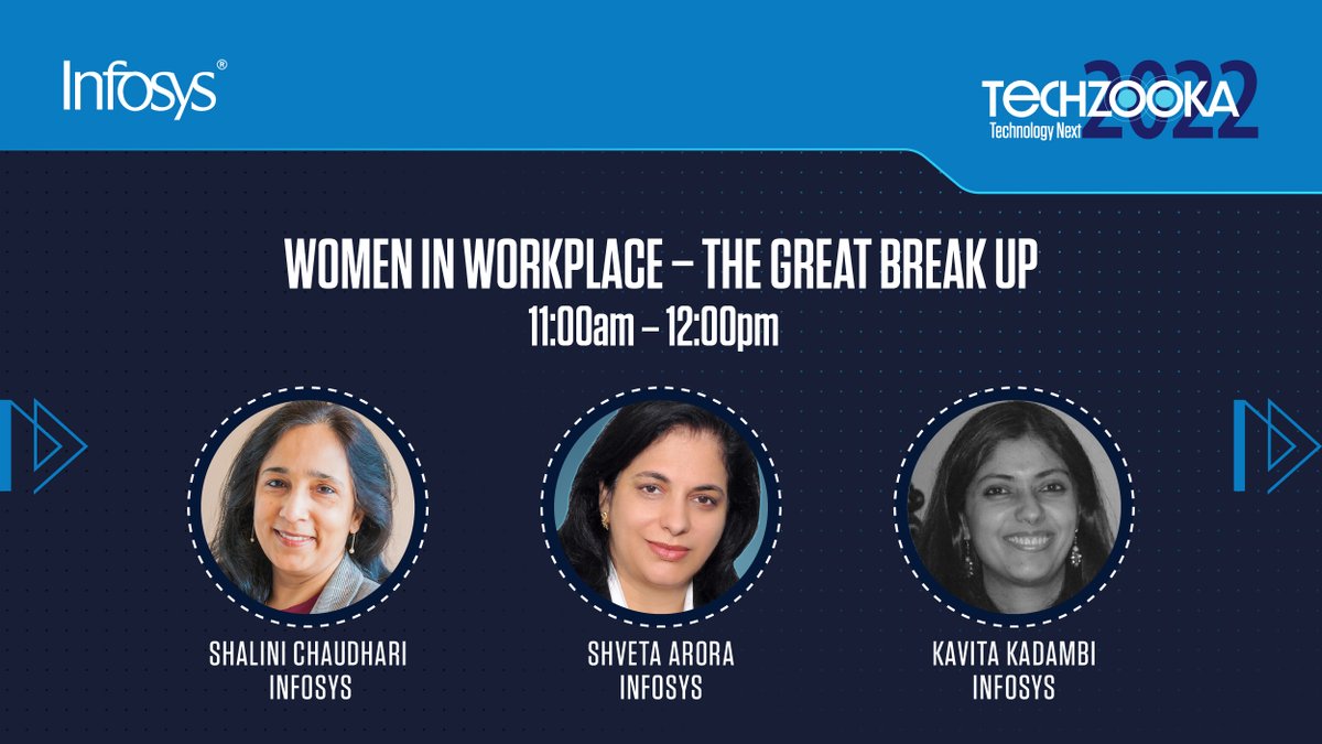 LifeAtInfy's tweet image. #WomenInTech👩‍💻are not only inspiring but redefining businesses today. Don&apos;t believe us? Hear it from our very own👩leaders today at 11 am as we continue to bring the🔥on the final day of #Techzooka2022! Join now. bit.ly/3AfgUTi