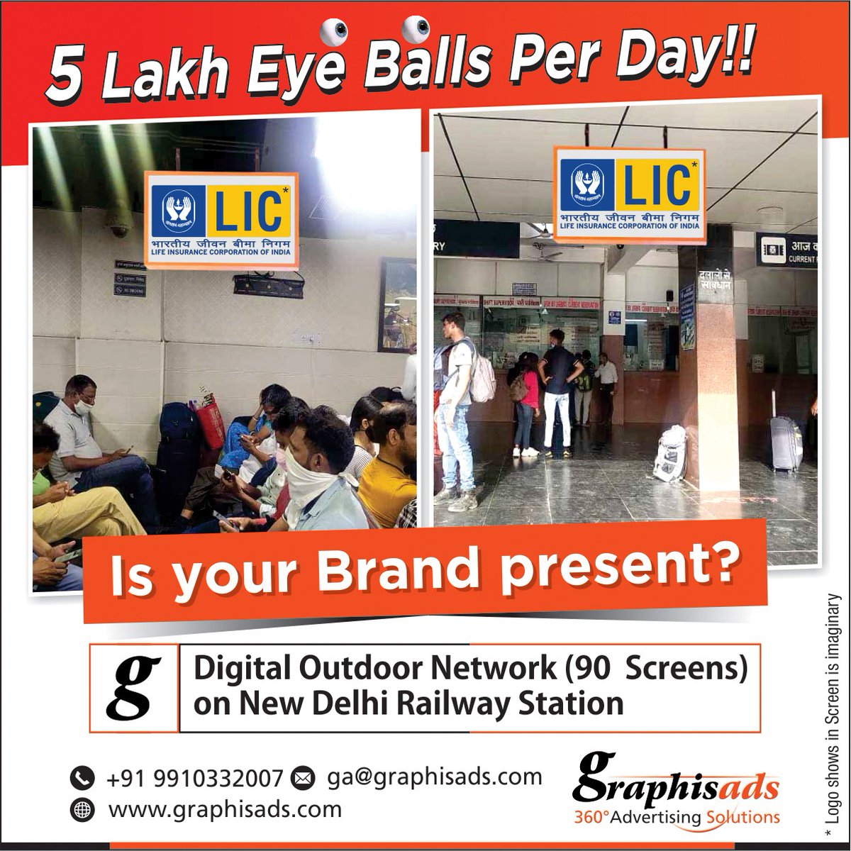 Grab attention of 5 lakh Eye Balls Per Day
Digital Outdoor Networks 90 Screens on New Delhi Railway Station @graphisads
@mukeshguptaga @gurubhai_alok oohadvertising#OOHMedia#trainadvertising#promotion # Brandpromotion #Digitalpromotion #Graphisads #newdelhirailwaystation