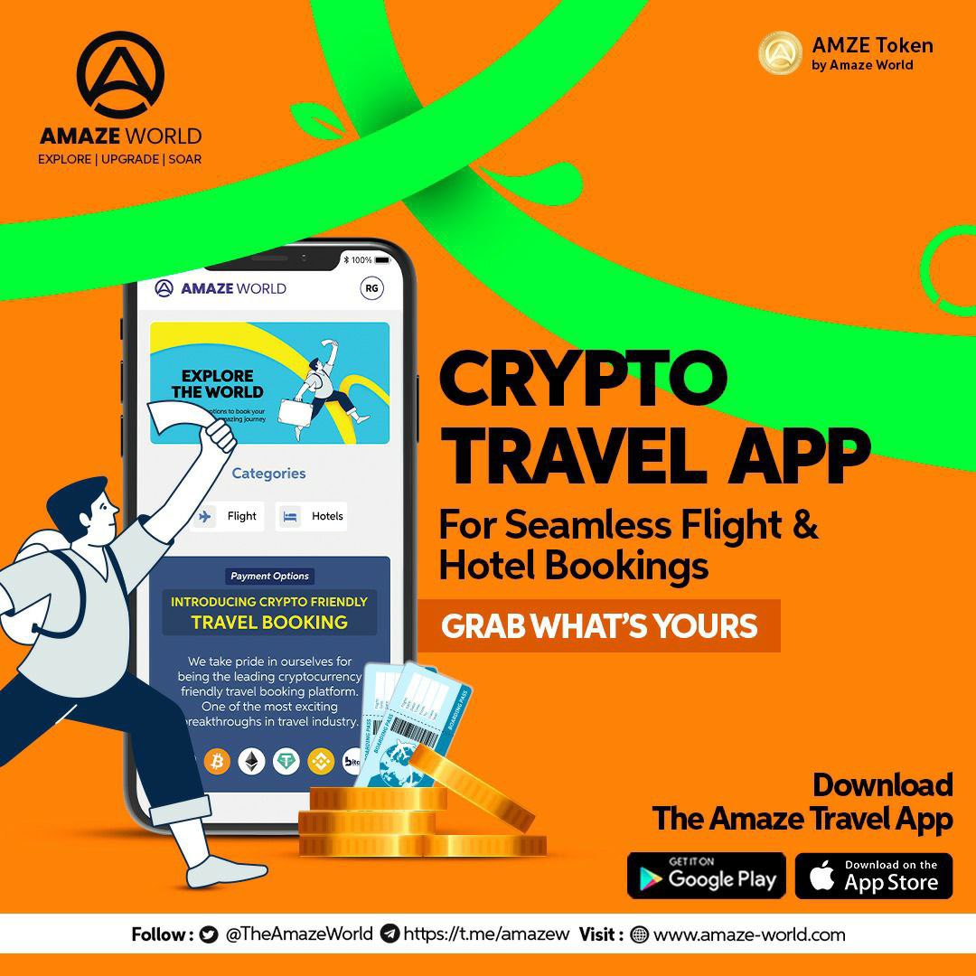 #AmazeTravelApp #AMZE Download the Amaze Travel App and start using your crypto in real world.
