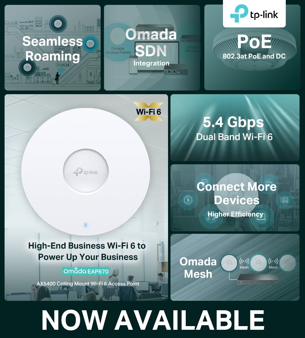 tplinksmbph's tweet image. TP-Link EAP670 is NOW AVAILABLE! 

TP-Link EAP670 is designed for business environments requiring High-Performance Wi-Fi 

#TPLinkPH #LevelUpYourNetwork