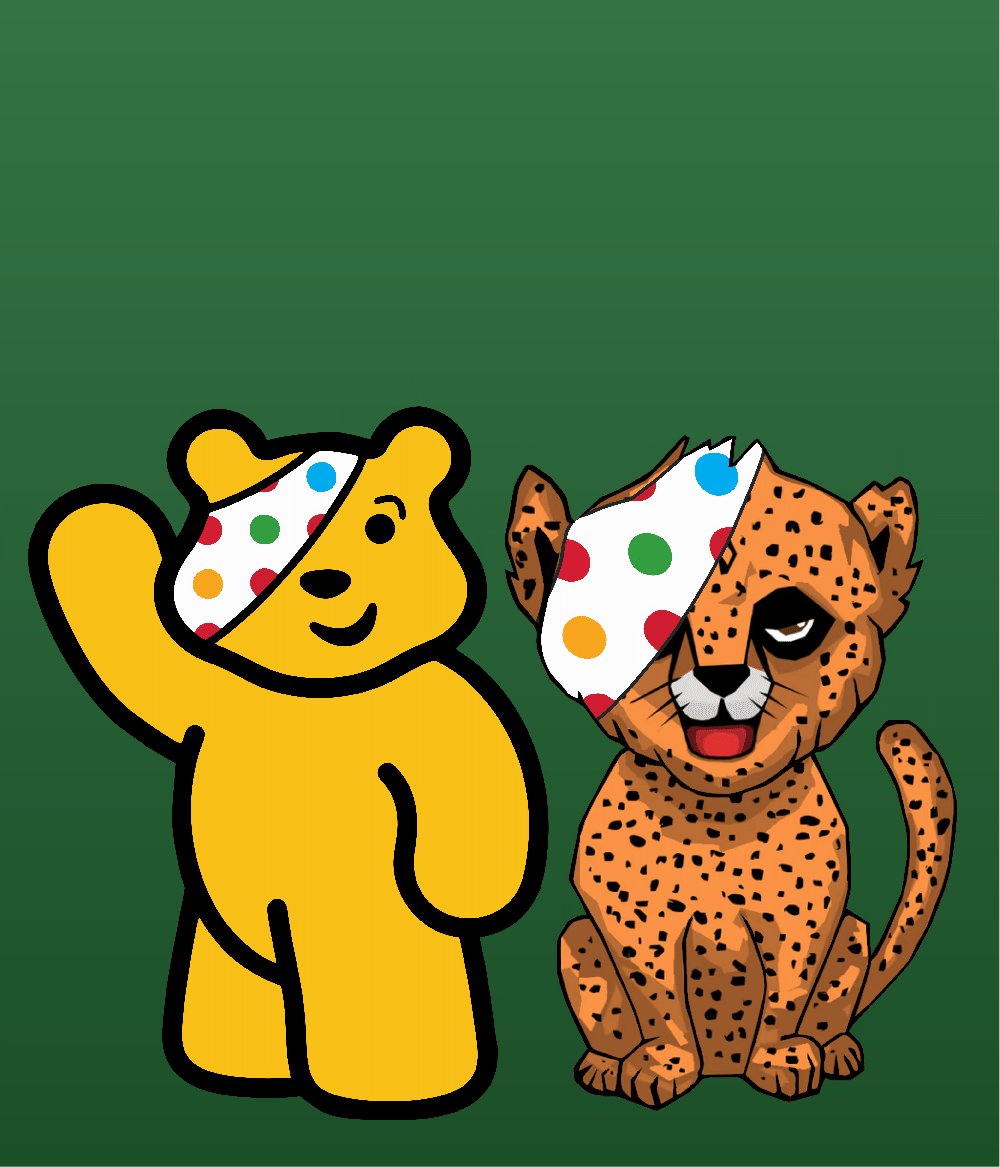 Juliett89442174's tweet photo. Whilst Twitter is still here, this is a celebration of everything spotty and dotty. Today in UK it is the official Children in Need campaign. Fundraising money for the future grown ups:)) 🐆
#ChildrenInNeed2022 #nftsforgood #cheetahconservation #twitterisstillhere
#pudseybear https://t.co/t5bdKlrOhW