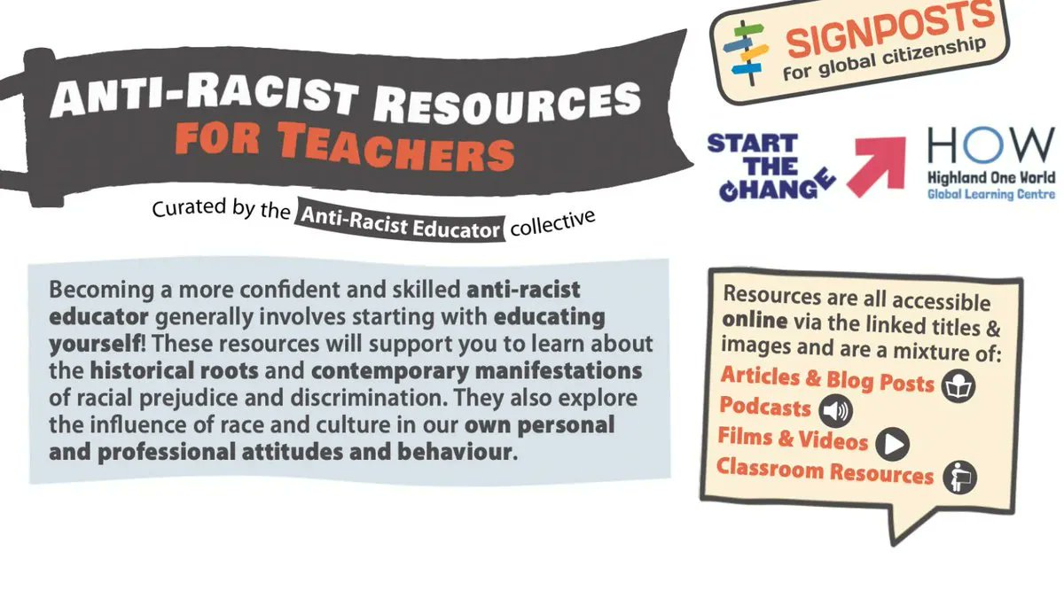 This free digital resource @AntiRacistEd @Signposts4GC is important for teachers interested in anti-racist education. Learn about: Understanding racism Racism and mental wellbeing Understanding whiteness Intersectionality Decolonising the curriculum bit.ly/download-antir…