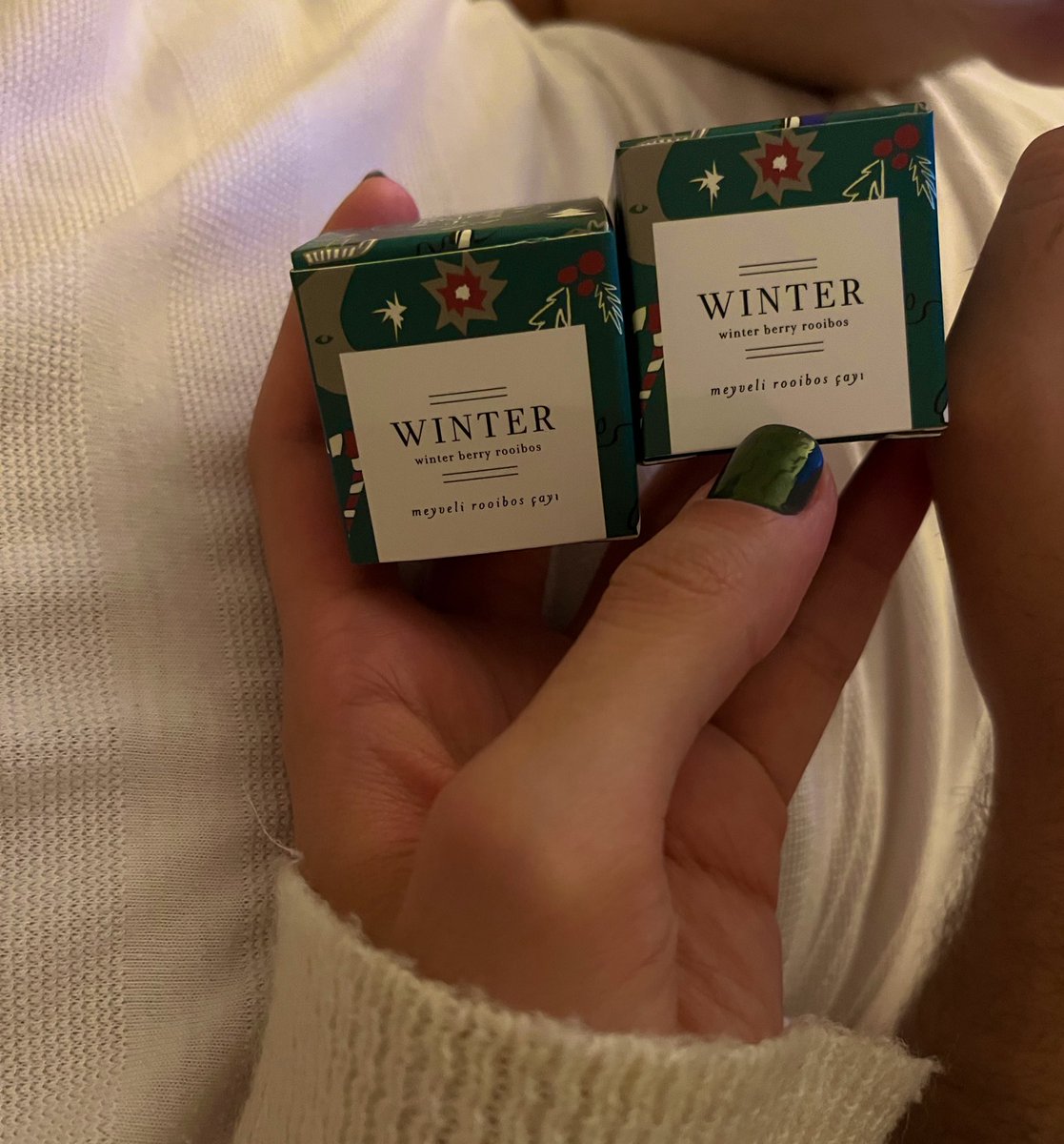 Cozy chest of my man with lovely winter tea and warm socks 🥺❤️