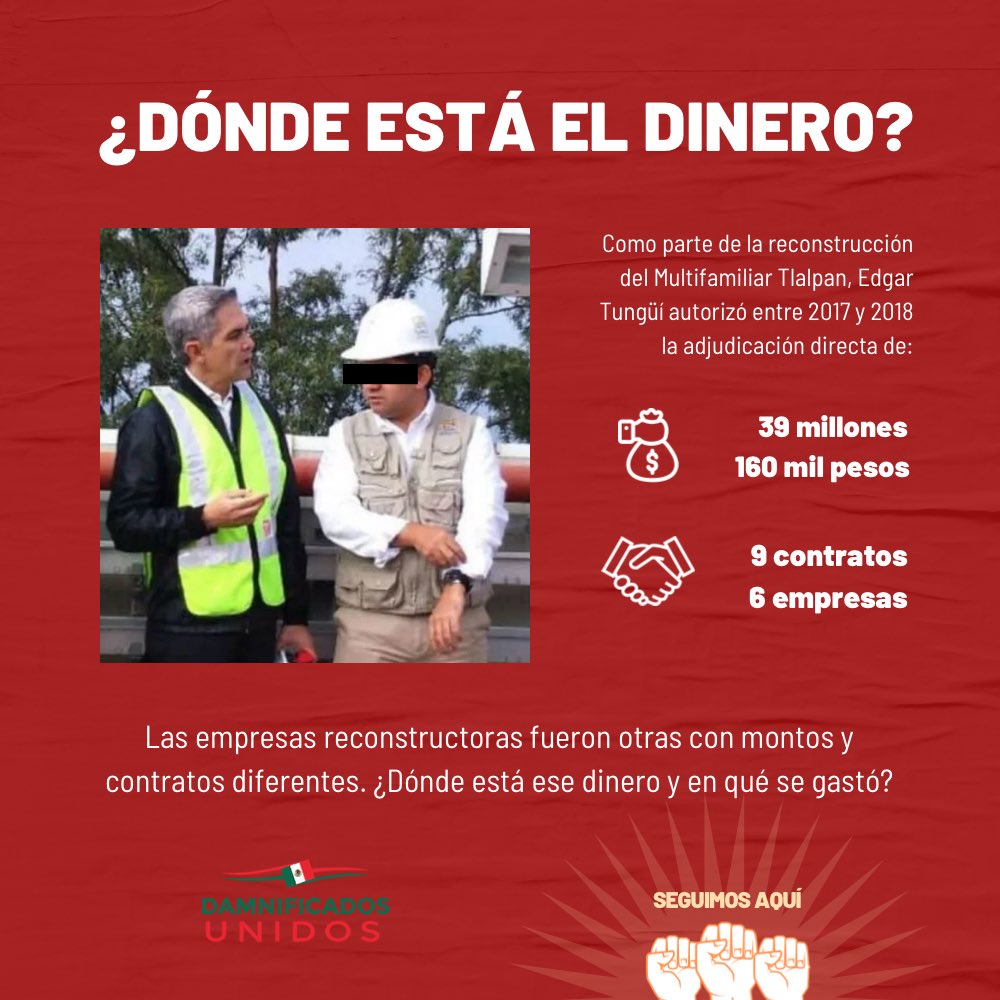 DUCDMX's tweet photo. 4. A cinco años del #19S ¿fueron sancionados los DROs de los edificios colapsados? ¿Ya recibió sentencia Edgar Tungüi? ¿Donde está el dinero que se robaron las empresas reconstructoras? https://t.co/IbfCx9DaUj