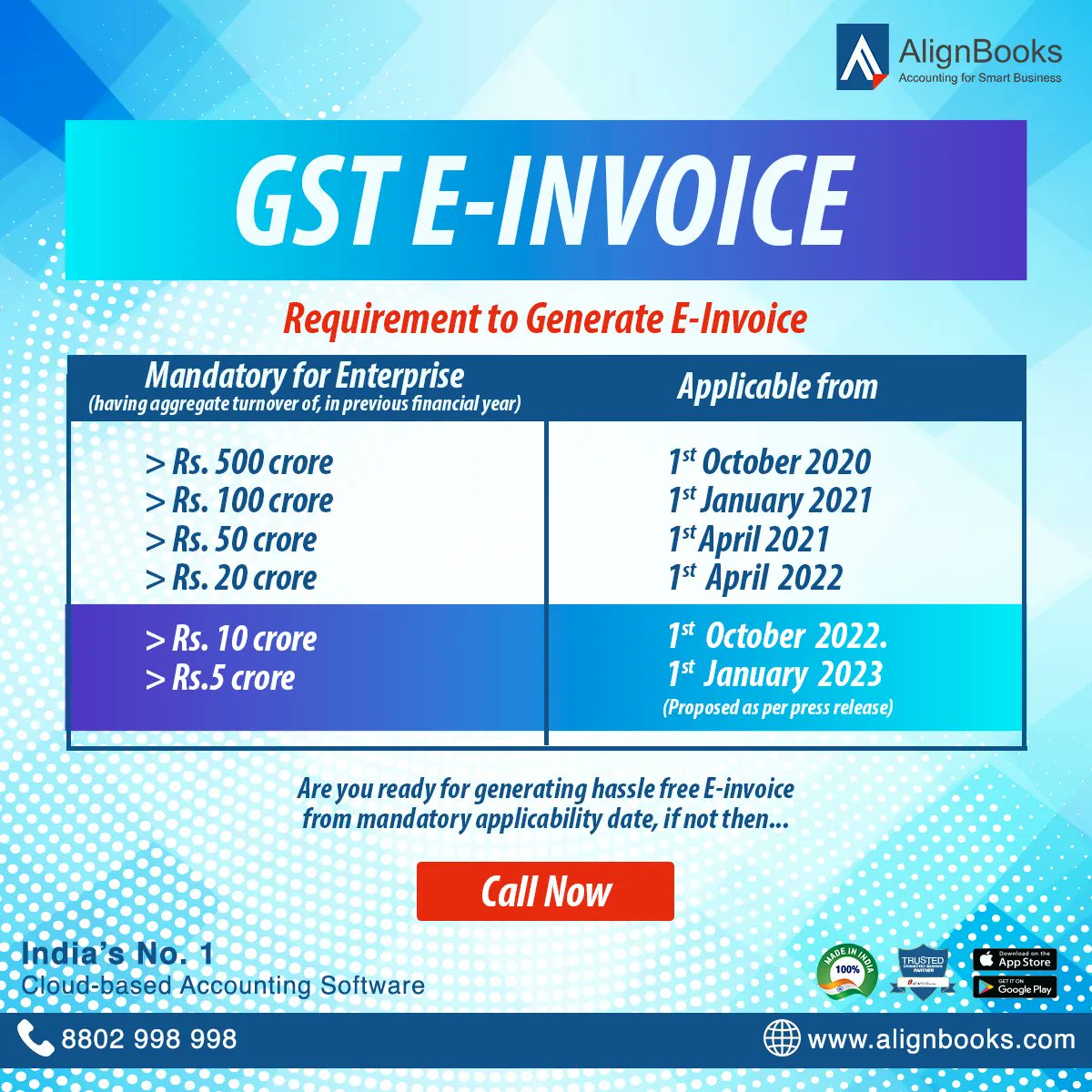 align_books's tweet photo. You can easily generate E-invoice with a single click through #AlignBooks E-Invoicing Software! 

Contact us Now at:
8802998998
Click here to book your demo now!
https://t.co/iuKKM8ooqn 

#gst #einvoice #MSMEs #smallbusinesses #einvoicing #onlyonalignbooks #alignwithalign https://t.co/VINuUuQQJM