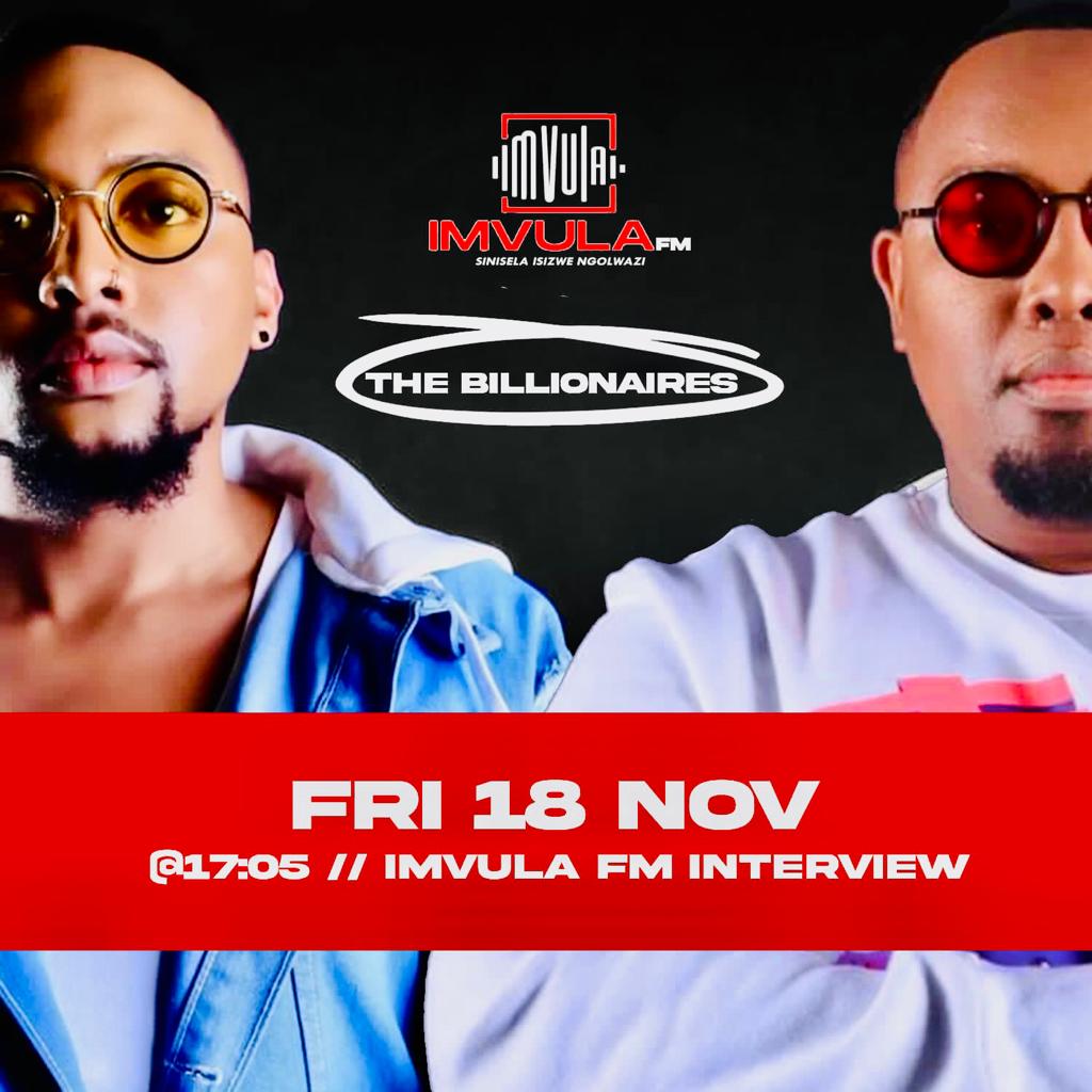 CharlieComms_'s tweet photo. Catch the @billionaires_za on #ImvulaFm today at 17H05 as they do an exclusive interview and speak more on their debut hit single #Yokba and dive deeper into what they offer as a brand. #Yokba #OutNow #BlackFridayBrandOff #Pitbulls #PodcastAndChill https://t.co/mijz4voVB2