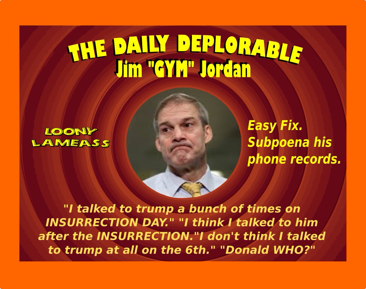 <a href="/Jim_Jordan/">Rep. Jim Jordan</a> Gym told us:
He didn't know anything about students getting abused. He knew and looked the other way.
Stop the Steal and lied about the election with 0 evidence.
He didn't talk to trump on Jan. 6th.
He didn't know anything about an INSURRECTION.
He wasn't going to testify.