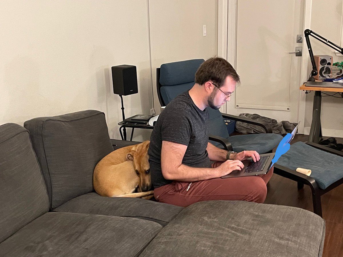 emily_sausey's tweet photo. @BenTheElder @BobbyTheHound Dad will protect him from mom’s cooking noises 😹 https://t.co/PFSnd6YUpd