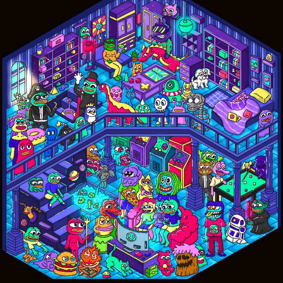 GM #FrogFam 

House party 🥳🎉 owned <a href="/jaggedsoft/">jagged</a>  🙏💚🐸🥰