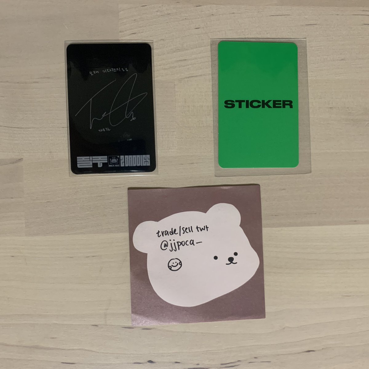jjpoca_'s tweet photo. wts selling nct 127 photocards
taeil 2 baddies faster ver &amp; doyoung sticker ar clipcard

price: as listed in picture
$1 stamped, $2 tracked shipping

usa only
dm/reply if interested! https://t.co/EiTmThktr6