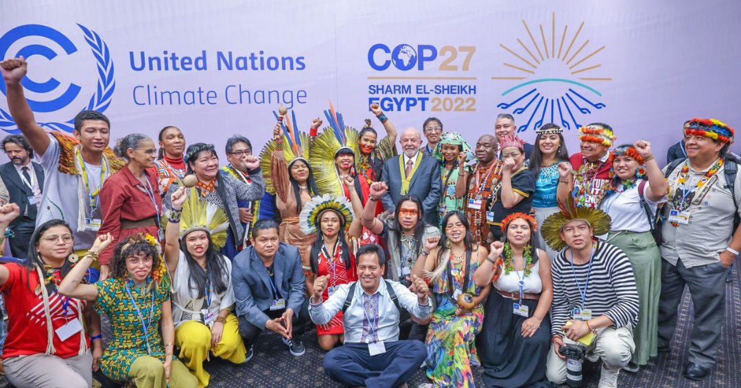 hindououmar's tweet image. It was a great honour meeting President elected @LulaOficial of #Brazil today @COP27P in Sharm el Cheick during the last day of the climate negotiation.
Meeting him gives #IndigenousPeoples hope to protect our homes : forests and lands #COP27