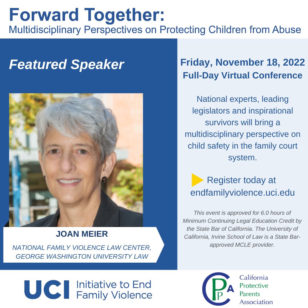 Join us Friday, Nov 18 at 9 am PT to hear @profjoanmeier & Dr. Chris O’Sullivan Refuting the Disinformation Campaign Against Abuse and Alienation Research. Registration is open through the conference. caprotectiveparents.org/forward-togeth…