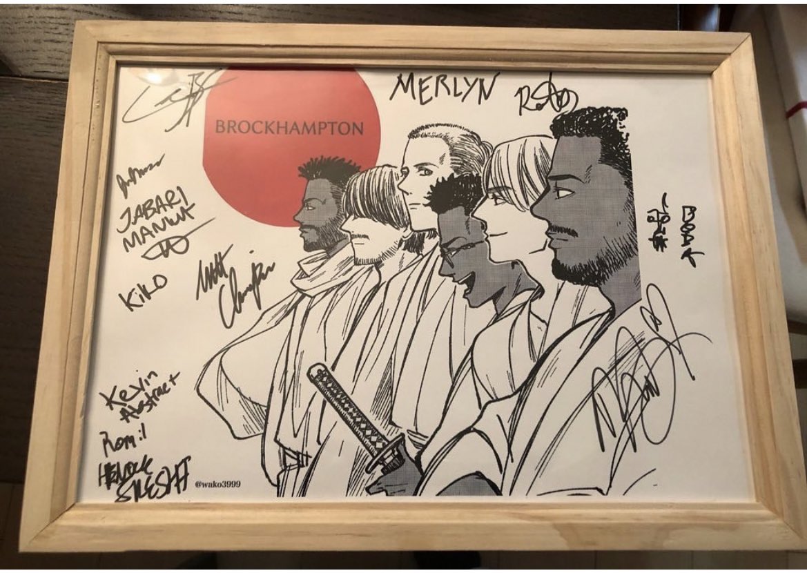 Thank you …BROCKHAMPTON……。2019年のサマソニで、イラストにいっぱいサイン書いてくれて本当に嬉しかった。もう一枚はDomがアメリカに持って帰ってってくれたと聞いてもっと嬉しかったです。いつ復活してくれても良いからね… 