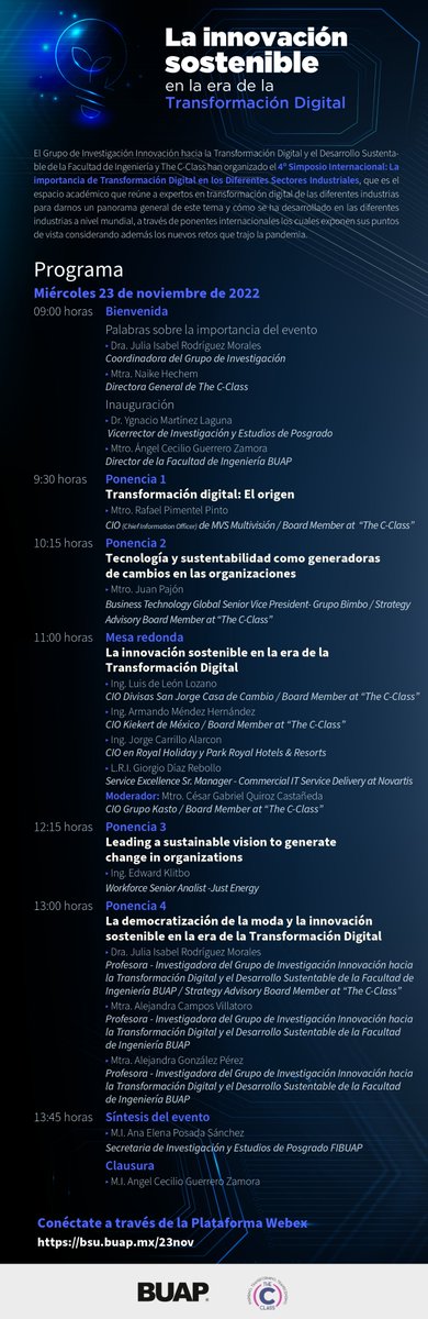 Darzy's tweet photo. EVENTO VIRTUAL:
4to. Simposio Internacional: La importancia de la Transformación Digital en los Diferentes Sectores Industriales. Este año enfocado en: “La innovación sostenible en la era de la Transformación Digital”  /  23 noviembre 22 / 9 a 14 Hrs  /  https://t.co/LH4ukB3cle https://t.co/aMeOFxT85B