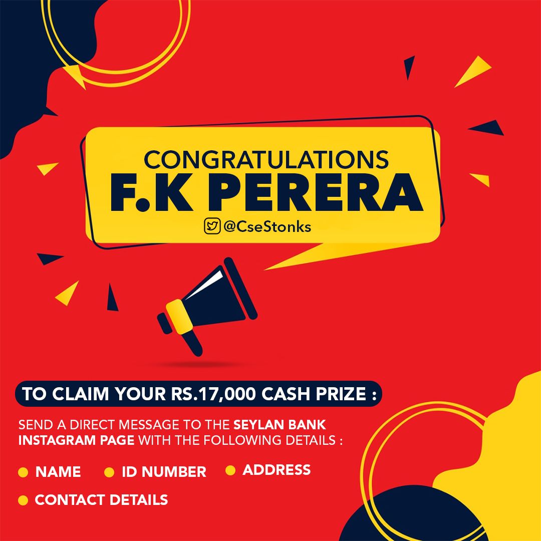 realalbertuncle's tweet photo. Congratulations @CseStonks  putha! Now, to get your cash prize, you will have to send a direct message to the Seylan Bank Twitter page with the details I have mentioned below and Seylan will contact you.

P.s - Thank you podi duwa nextdoor for designing this artwork too. https://t.co/tMtC6ENyuK