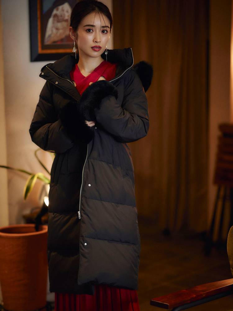 MERCURYDUO ファー付ウォッシャブルアライドロングダウンコート セール】ファー付アライドロングダウン（ダウンジャケット