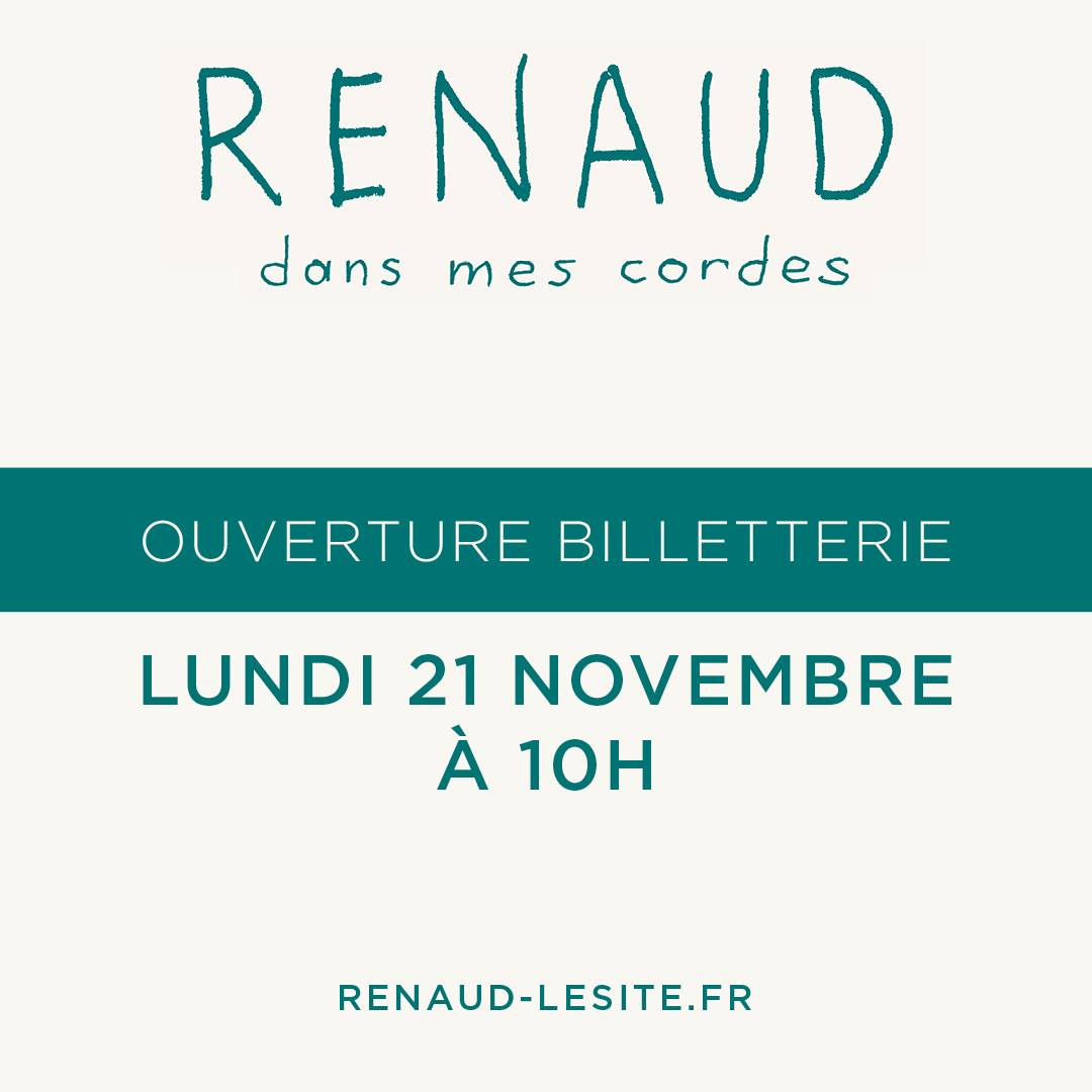 RENAUD
« dans mes cordes »
En 2023, Renaud signe son grand retour sur scène avec « dans mes cordes », une tournée en toute intimité où il sera accompagné au piano de son ami Alain Lanty et d’un ensemble d’instruments à cordes. 
S’alerter et plus d'infos 👉 bit.ly/RenaudTournée2…