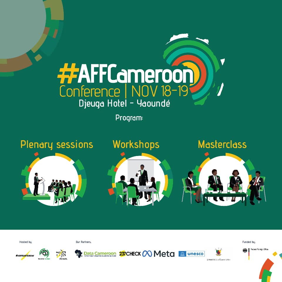 petiuh's tweet photo. #AFF Cameroon all fellows Conference ongoing in Djeuga Palace Hotel, Yaounde with the theme: Challenging Mis/disinformation and Hate speech in Cameroon.

#AFFCameroon 
#Factchecking 
#defyhatenow 
#Act4Peace 
#HateFreeCameroon 
#DataJournalism https://t.co/yZdMu0oMiO