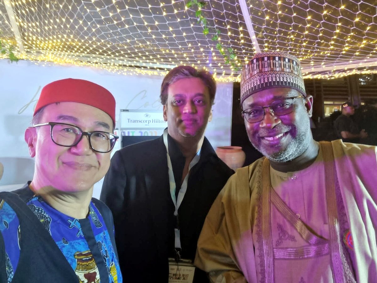 Honourable Minister of Water Resources, Engr. Suleiman H. Adamu FNSE, FAEng; Hon’ble Prof. (Dr) <a href="/jackwto/">Jack Sim</a>, Founder, <a href="/WorldToilet/">World Toilet Org</a> and Hon’ble Kumar Dilip, President, Sulabh International Social Service Organisation at the World Toilet Summit 2022 Abuja, Nigeria.