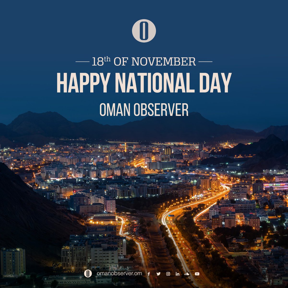 OmanObserver's tweet photo. On this glorious occasion of the 52nd National Day of Oman, the Oman Observer family congratulates His Majesty Haitham bin Tarik and the people of Oman, and wishes a Happy National Day to all our readers.
#Oman #OmanObserver #Oman52 #NationalDay https://t.co/s12z4Zkemm
