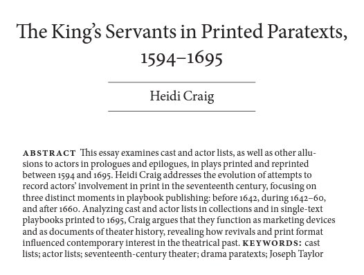 Rachel Willie (@racheljwillie) on Twitter photo Penultimate teaser! <a href="/heidicraig/">heidi craig</a> focusses on playbook publishing during three distinct periods: pre 1642, 1642-60, & post 1660 to illustrate how cast & actor lists & allusions to actors in prologues & epilogues in plays function as marketing devices & documents of theatre history Penultimate teaser! <a href="/heidicraig/">heidi craig</a> focusses on playbook publishing during three distinct periods: pre 1642, 1642-60, & post 1660 to illustrate how cast & actor lists & allusions to actors in prologues & epilogues in plays function as marketing devices & documents of theatre history