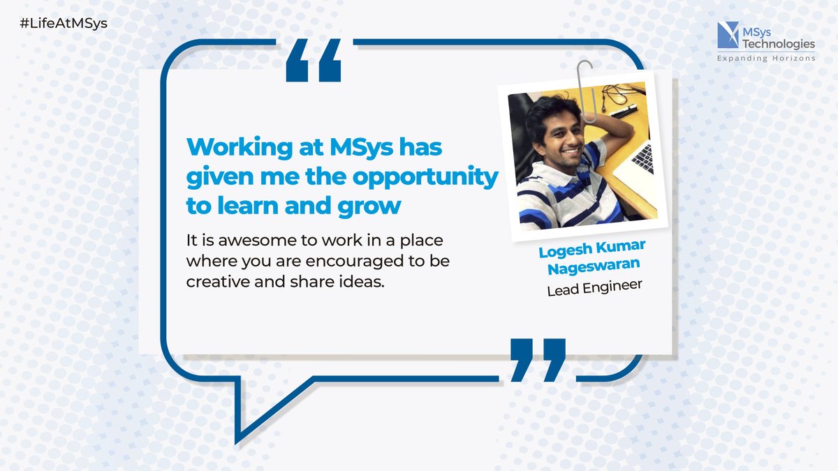 AziroTech's tweet photo. #LifeAtMSys #MSysTechnologies #Training #Employee #Testimonial #WorkLifeSuccess #GreatPlaceToWork https://t.co/Q2u6Miknzb