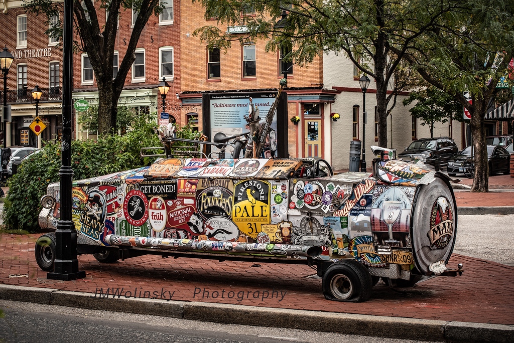 FELLS POINT-BEERCAN CAR is made of recycled beercans,taps,kegs.#beercancar,#tincans,#decorative,#brands,#maryland,#fellspoint,#bar,#maxstaphouse,#craftbeers,#waterfront,#fineartamerica,#homedecor,#decor,#interiordesign,#historic,#yourshotphotographer,#historicdistrict,#baltimore