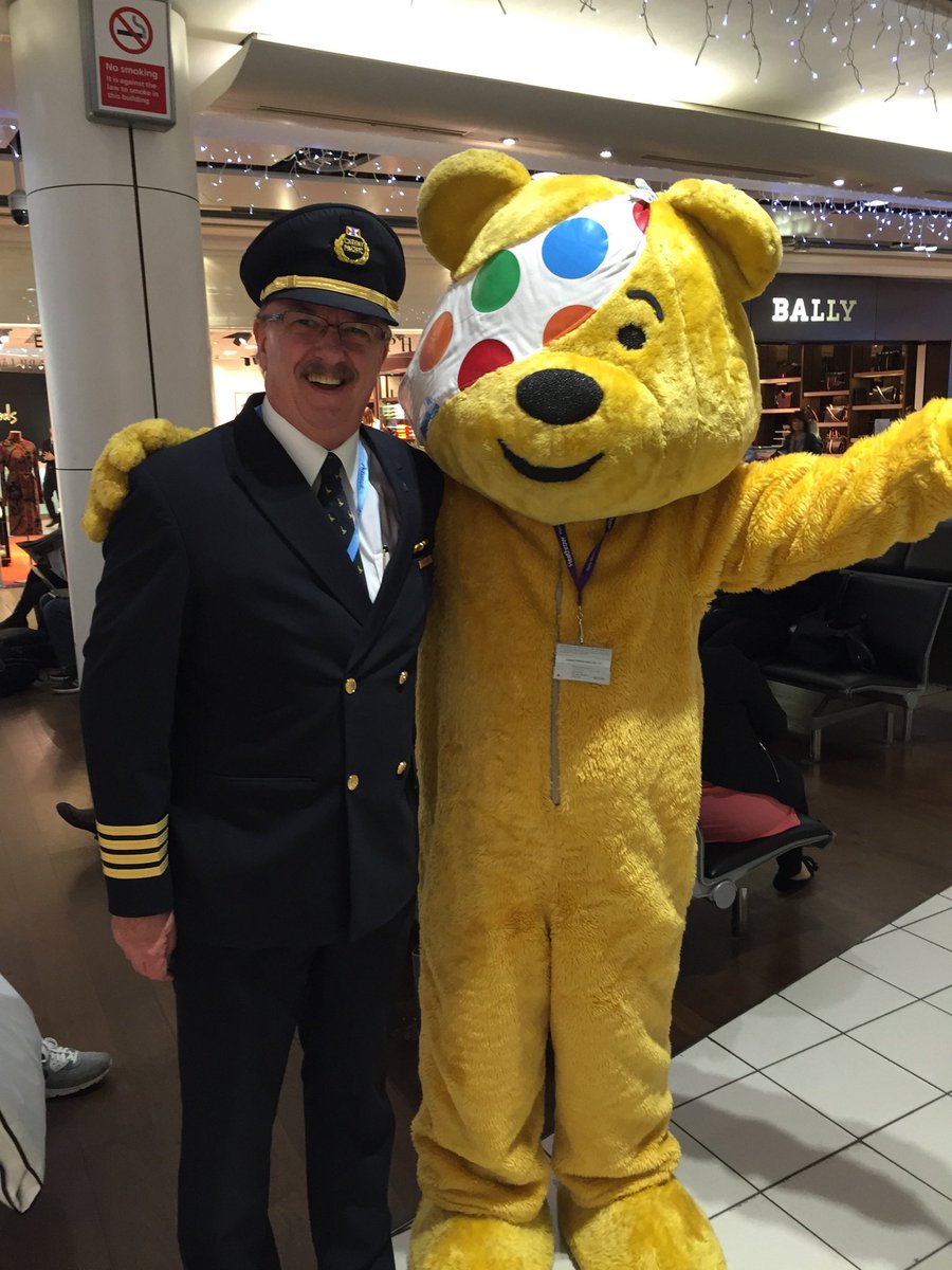 Past Master Colin Cox with Pudsey seven years ago at Heathrow Airport for the BBC’s annual appeal for ‘Children in Need’. The appeal kicks off again tonight on the UK’s BBC1 TV channel at 7:00 pm.
