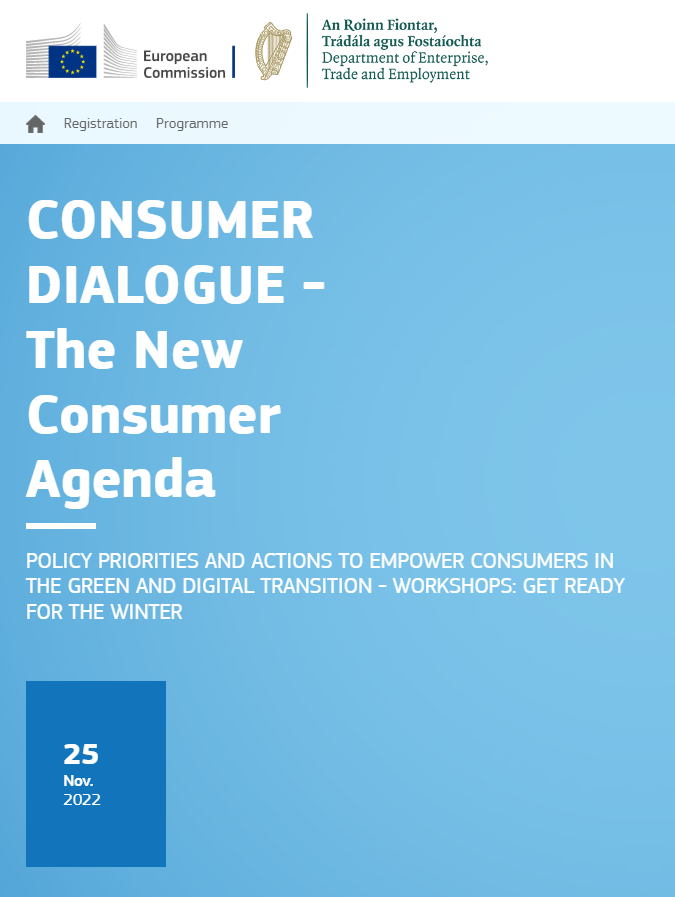 eccireland's tweet photo. The European Commission's latest #ConsumerDialogue Conference will be held in Dublin on Friday, 25th of November 2022.
The conference will look at a range of consumer issues including the #NewConsumerAgenda.
https://t.co/g4frqOL39Z https://t.co/jL5FoDFkC2